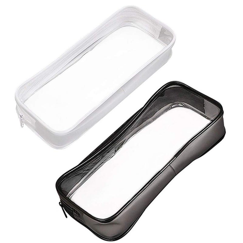 Funny live Clear Pen Pencil Case Pouch Big Capacity Pencil Case Bag Storage Bag Holder Transparent PVC Pen Bag Pencil Pouch for Office & School Supplies, Travel Cosmetic Makeup Bag, Black and White - Image 2